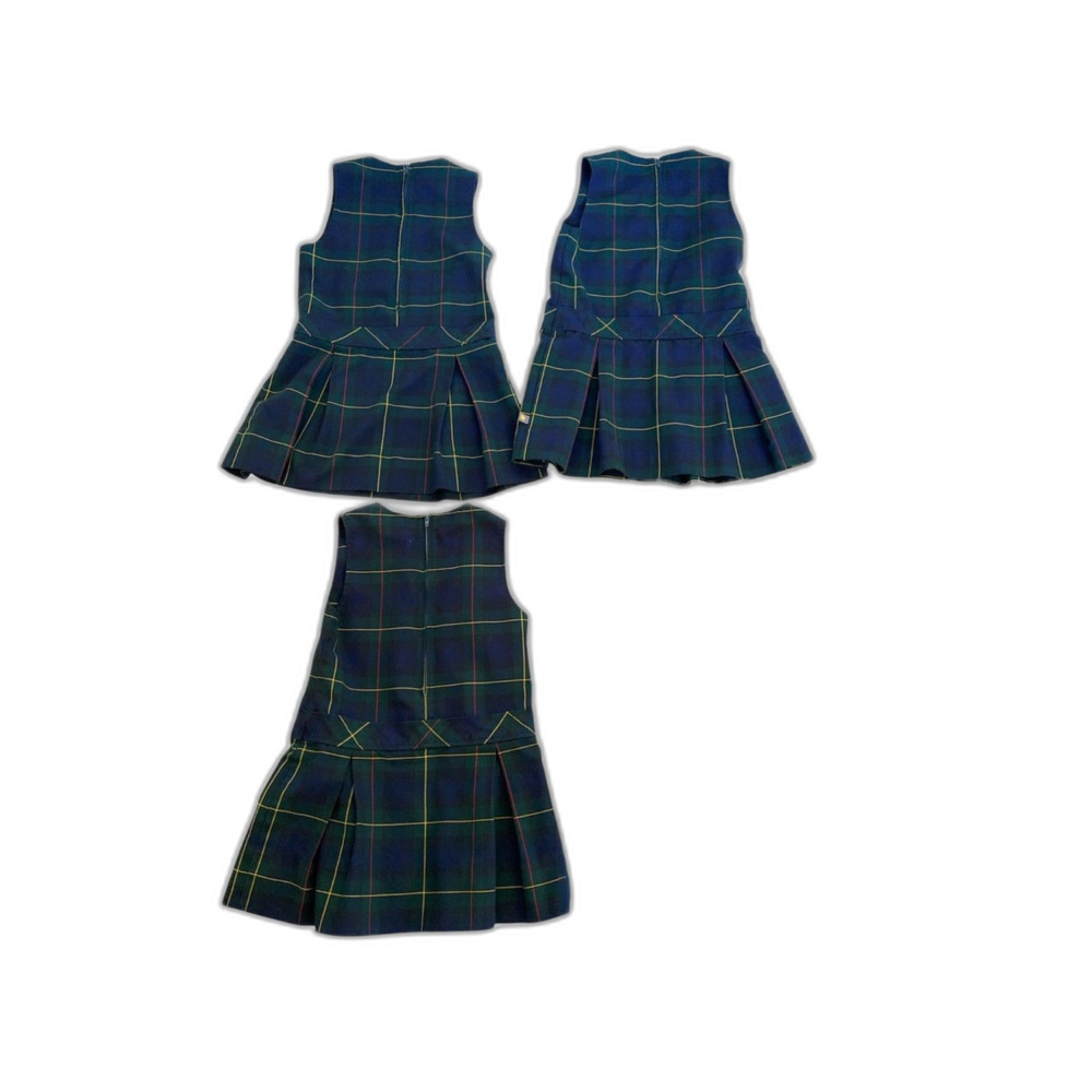 DENNIS UNIFORM Girls 6 Private School Jumpers Belair Plaid LOT OF 3 MADE IN USA